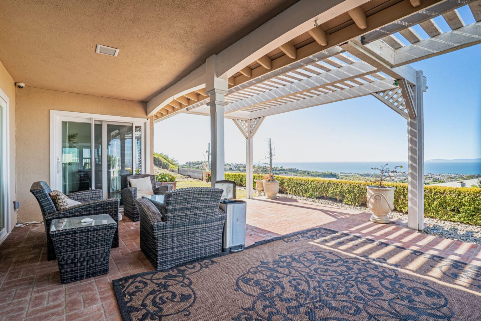 View of patio of ocean view unit at Adelante Recovery